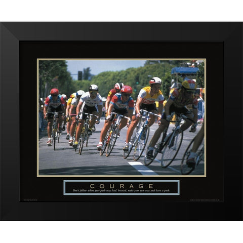Courage - Bicycle Race Black Modern Wood Framed Art Print by Unknown