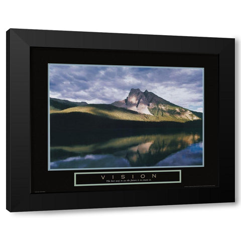 Vision - Mountain Reflection Black Modern Wood Framed Art Print by Unknown