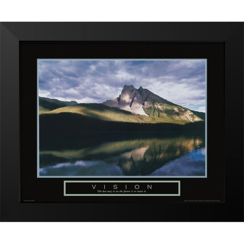 Vision - Mountain Reflection Black Modern Wood Framed Art Print by Unknown