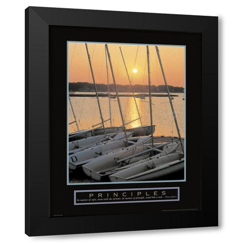 Principles - Sailboats Black Modern Wood Framed Art Print with Double Matting by Unknown
