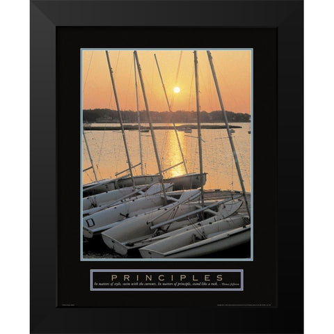 Principles - Sailboats Black Modern Wood Framed Art Print by Unknown