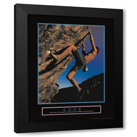 Edge - Rock Climber Black Modern Wood Framed Art Print with Double Matting by Unknown