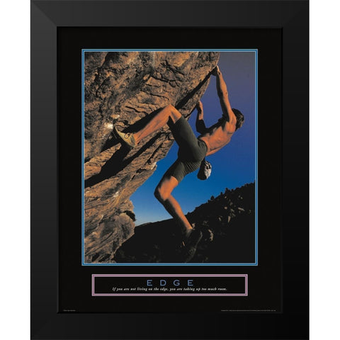 Edge - Rock Climber Black Modern Wood Framed Art Print by Unknown