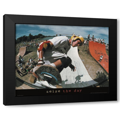 Roller Blading Extreme Black Modern Wood Framed Art Print by Unknown
