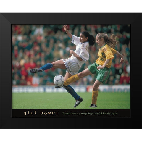Girl Power - Soccer Black Modern Wood Framed Art Print by Frontline