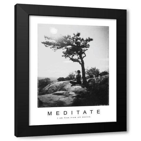 Meditate - Yoga Black Modern Wood Framed Art Print by Unknown