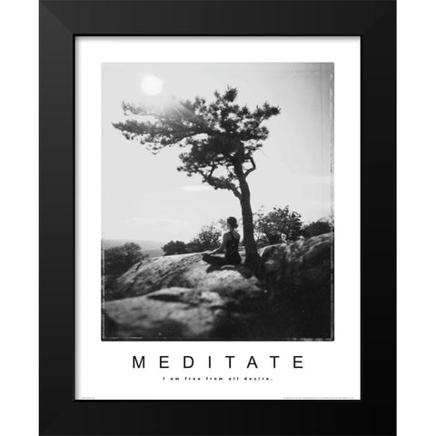 Meditate - Yoga Black Modern Wood Framed Art Print by Unknown