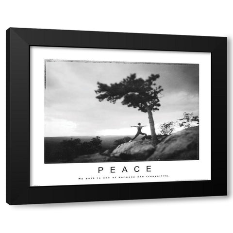 Peace - Yoga Black Modern Wood Framed Art Print with Double Matting by Unknown