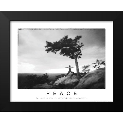 Peace - Yoga Black Modern Wood Framed Art Print by Unknown