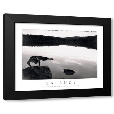 Balance - Yoga Black Modern Wood Framed Art Print by Frontline