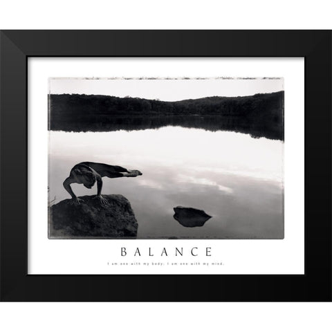 Balance - Yoga Black Modern Wood Framed Art Print by Frontline