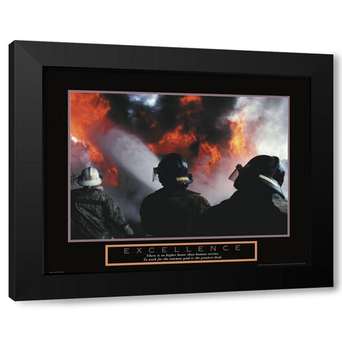 Excellence - Fireman Black Modern Wood Framed Art Print with Double Matting by Unknown
