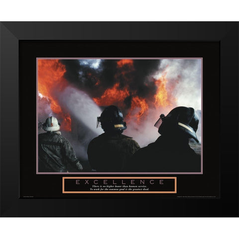 Excellence - Fireman Black Modern Wood Framed Art Print by Unknown