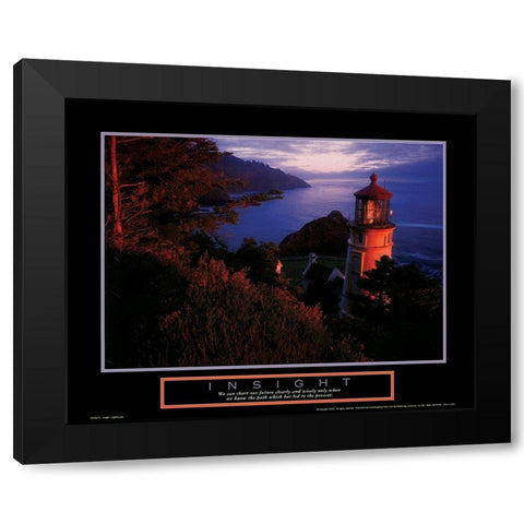 Lighthouse - Insight Black Modern Wood Framed Art Print with Double Matting by Unknown