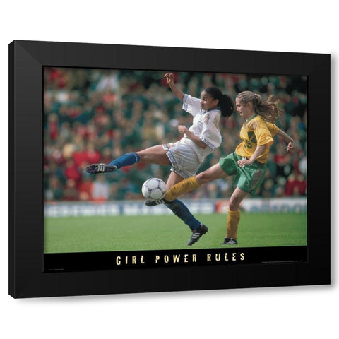 Girl Power - Soccer Black Modern Wood Framed Art Print with Double Matting by Unknown