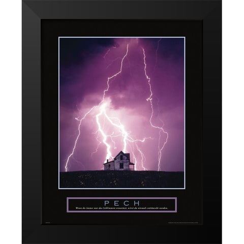 Bad Luck - Lightning Black Modern Wood Framed Art Print by Frontline