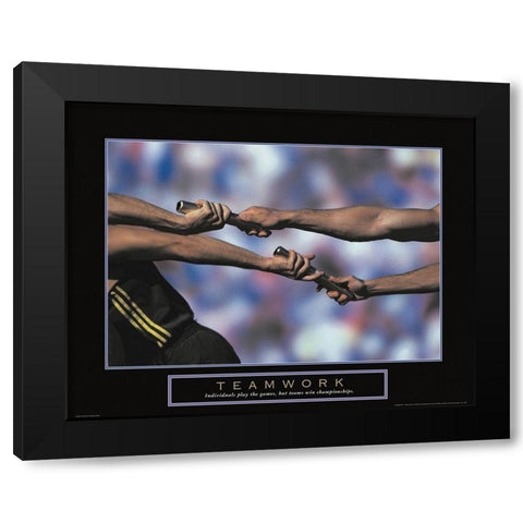 Teamwork - Track and Field Black Modern Wood Framed Art Print by Unknown