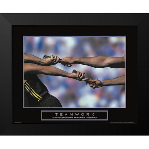 Teamwork - Track and Field Black Modern Wood Framed Art Print by Unknown