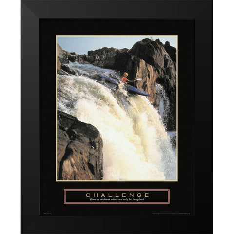 Challenge - Kayak Black Modern Wood Framed Art Print by Unknown
