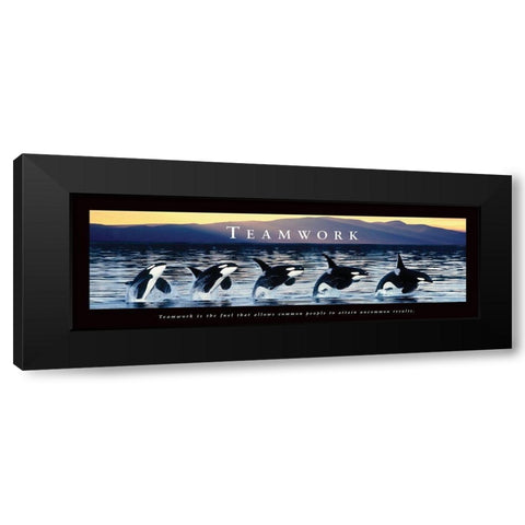 Teamwork - Whales Black Modern Wood Framed Art Print with Double Matting by Frontline