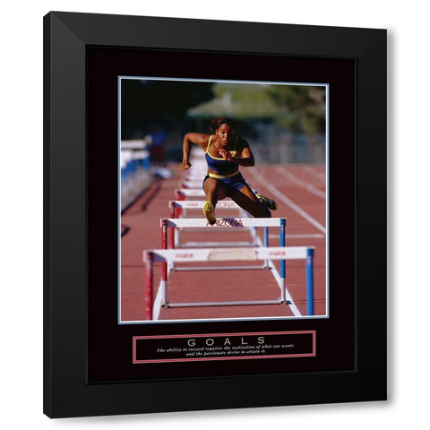 Goals - Track Hurdle Black Modern Wood Framed Art Print by Frontline