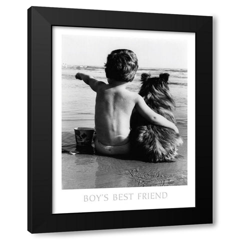 Boys Best Friend Black Modern Wood Framed Art Print with Double Matting by Frontline