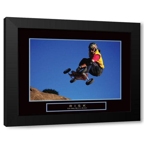 Risk - SkateBoarder Black Modern Wood Framed Art Print with Double Matting by Frontline