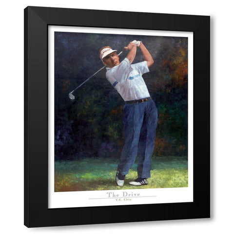 Golf The Drive Black Modern Wood Framed Art Print with Double Matting by Frontline