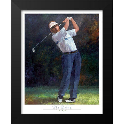 Golf The Drive Black Modern Wood Framed Art Print by Frontline
