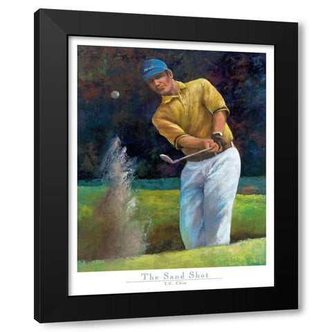 Golf The Sand Shot Black Modern Wood Framed Art Print with Double Matting by Frontline