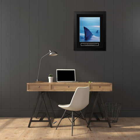 Intimidation - Sharks Black Modern Wood Framed Art Print by Frontline