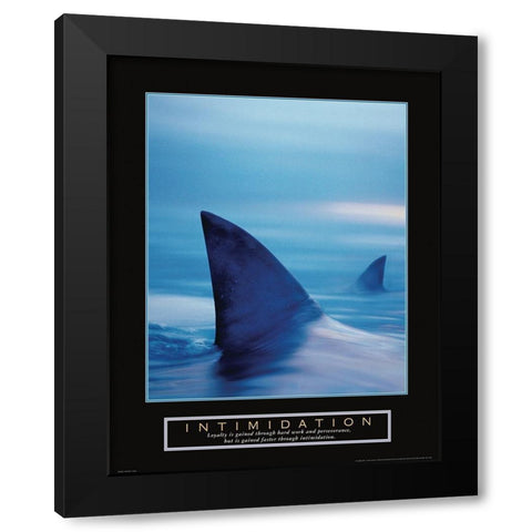 Intimidation - Sharks Black Modern Wood Framed Art Print by Frontline