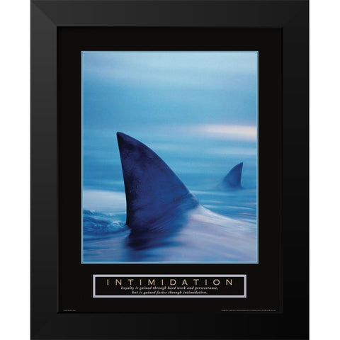 Intimidation - Sharks Black Modern Wood Framed Art Print by Frontline