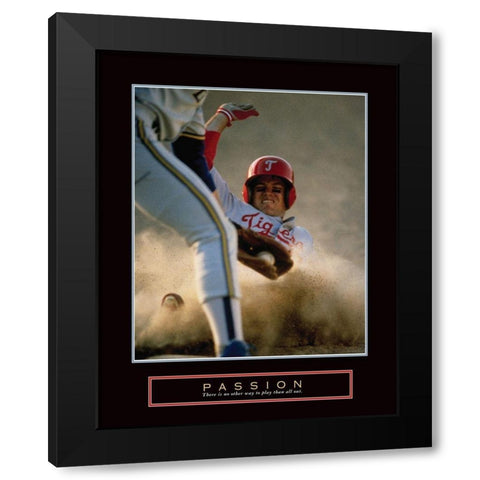 Passion - Baseball Black Modern Wood Framed Art Print by Frontline