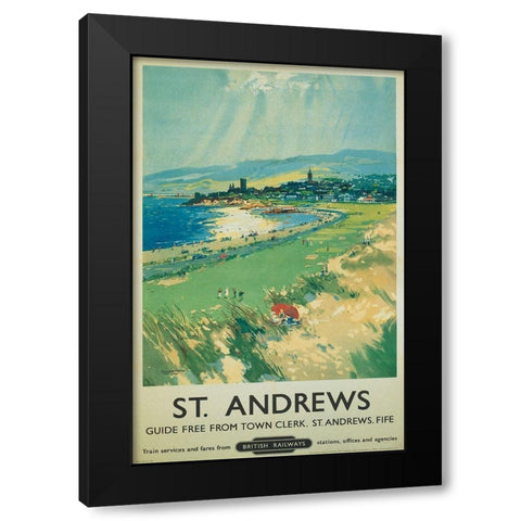 Golf - St Andrews Black Modern Wood Framed Art Print by Unknown