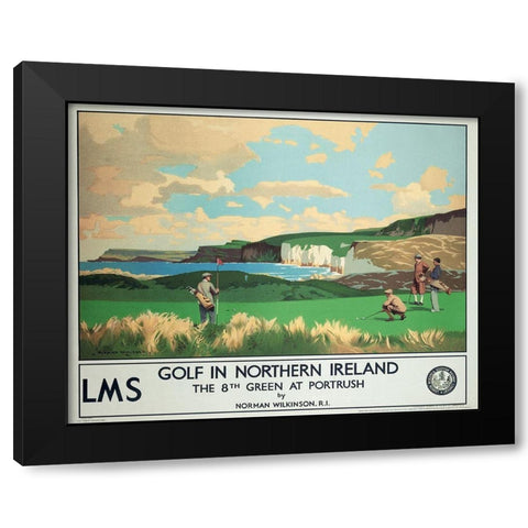 Golf - Northern Island Black Modern Wood Framed Art Print by Unknown