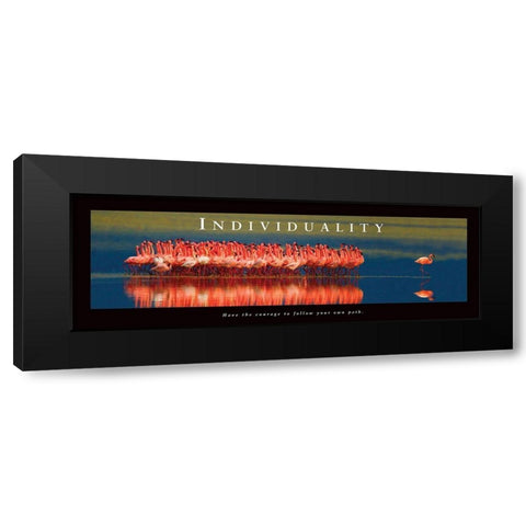 Individuality - Flamingos Black Modern Wood Framed Art Print with Double Matting by Unknown