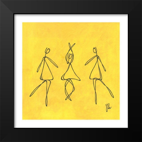 Yellow Dancers Black Modern Wood Framed Art Print by Frontline