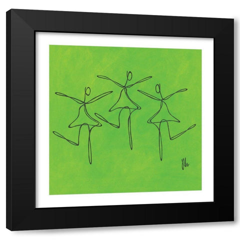 Green Dancers Black Modern Wood Framed Art Print by Frontline