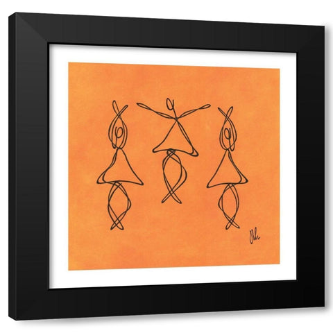 Orange Dancers Black Modern Wood Framed Art Print by Frontline