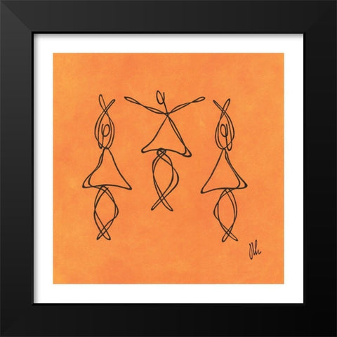 Orange Dancers Black Modern Wood Framed Art Print by Frontline