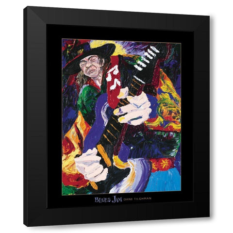 Blues Jammin Black Modern Wood Framed Art Print with Double Matting by Frontline