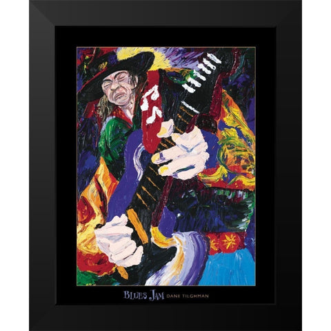 Blues Jammin Black Modern Wood Framed Art Print by Frontline