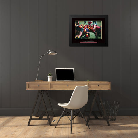 Group Effort - Rugby Black Modern Wood Framed Art Print by Frontline