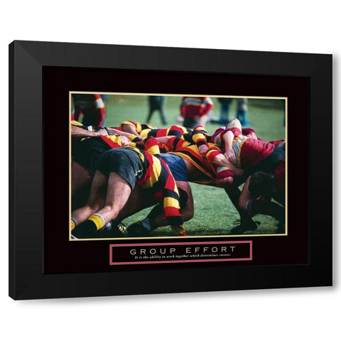 Group Effort - Rugby Black Modern Wood Framed Art Print with Double Matting by Frontline