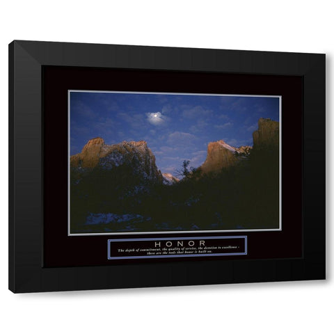 Honor - Mountain Moon Black Modern Wood Framed Art Print by Frontline