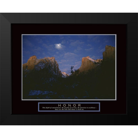 Honor - Mountain Moon Black Modern Wood Framed Art Print by Frontline