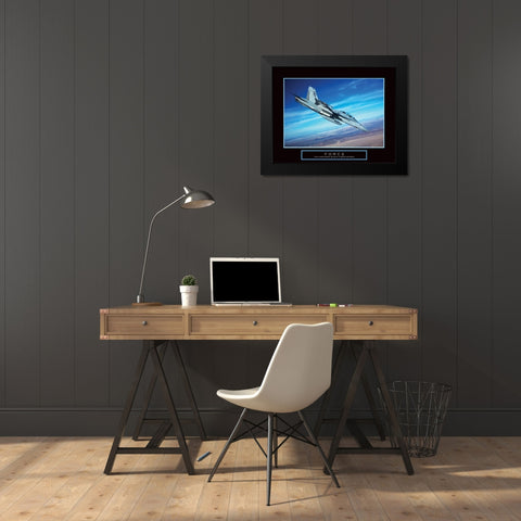 Force - Fighter Jet Black Modern Wood Framed Art Print by Unknown