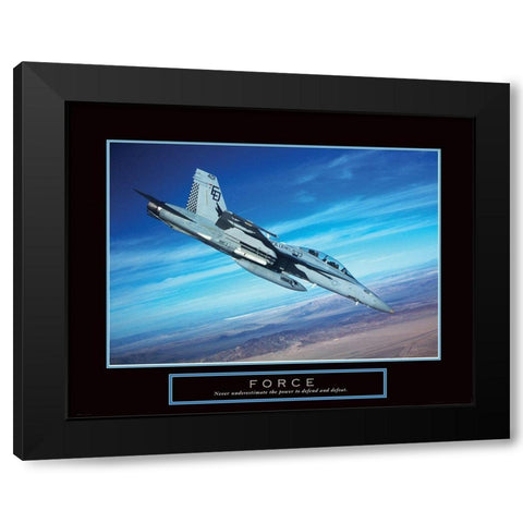 Force - Fighter Jet Black Modern Wood Framed Art Print with Double Matting by Unknown