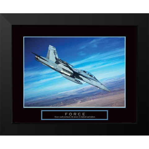Force - Fighter Jet Black Modern Wood Framed Art Print by Unknown